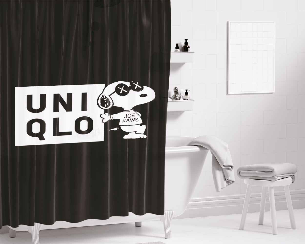 Uniqlo X Snoopy Bathroom Shower Curtain Fabric Waterproof | 66 X 72 Inch