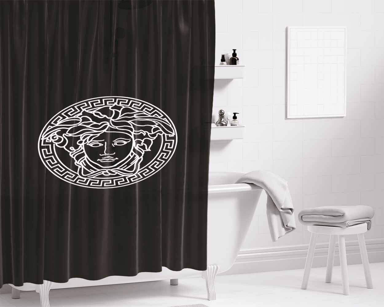 Versace Logo 2 Bathroom Shower Curtain Fabric Waterproof | 66 X 72 Inch