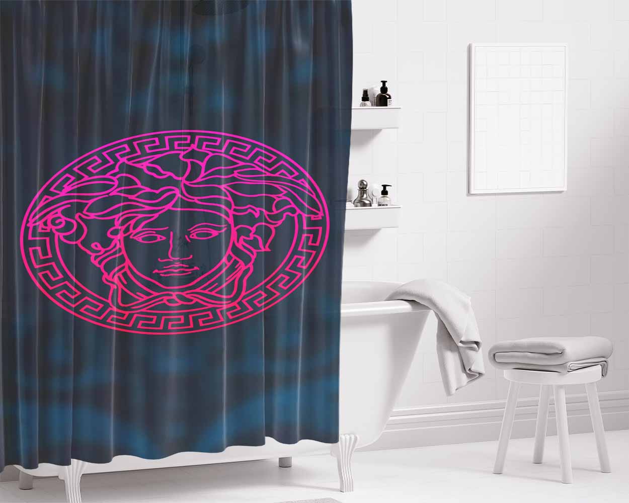 Versace Pink Pattern Bathroom Shower Curtain Fabric Waterproof | 66 X 72 Inch