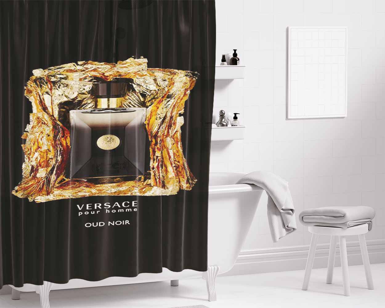 Versace Pour Homme Oud Noir Bathroom Shower Curtain Fabric Waterproof | 66 X 72 Inch