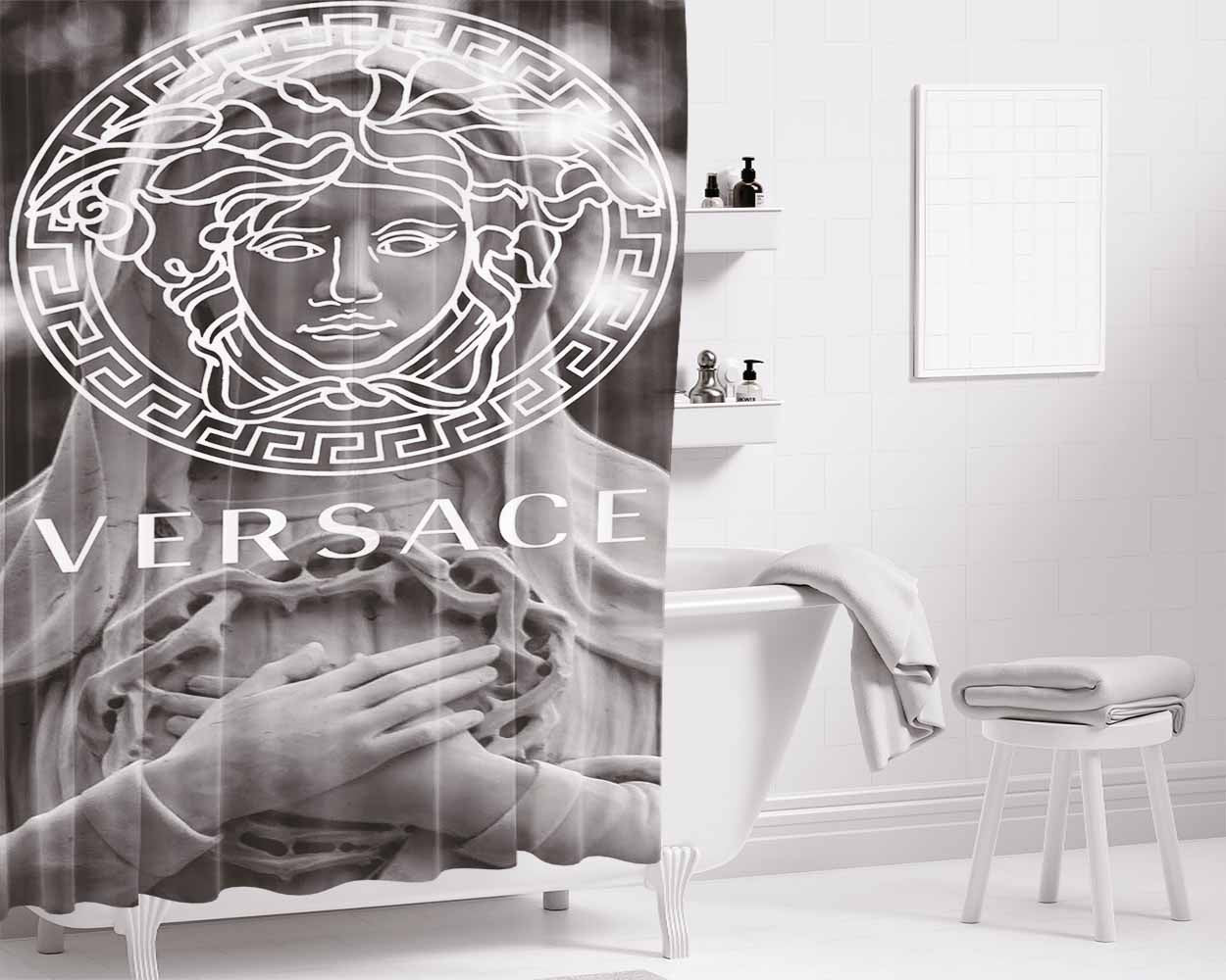 Versace Statue Bathroom Shower Curtain Fabric Waterproof | 66 X 72 Inch