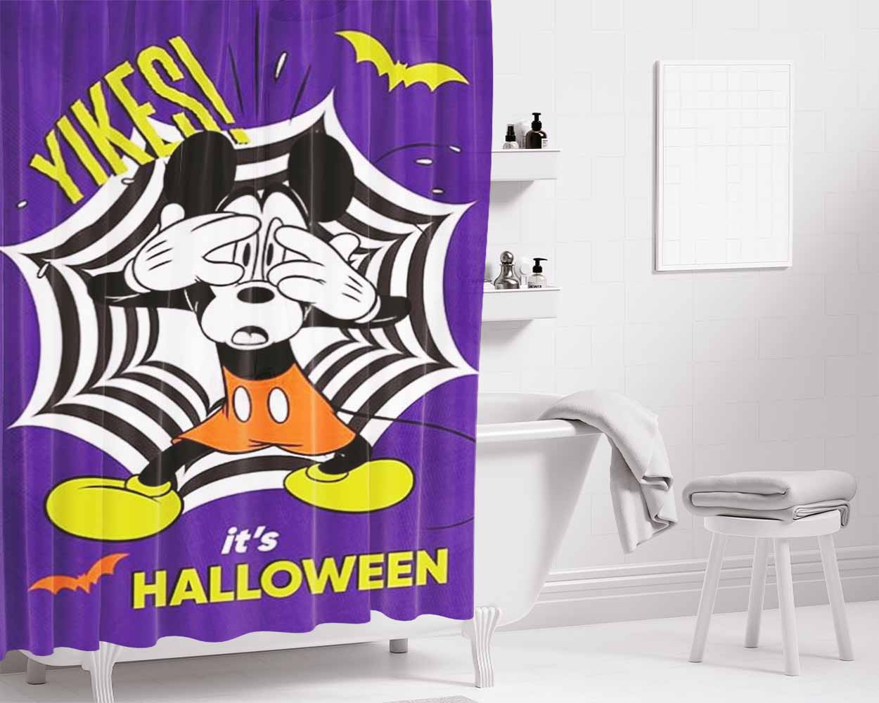 Yikes! It’S Halloween Mickey Bathroom Shower Curtain Fabric Waterproof | 66 X 72 Inch