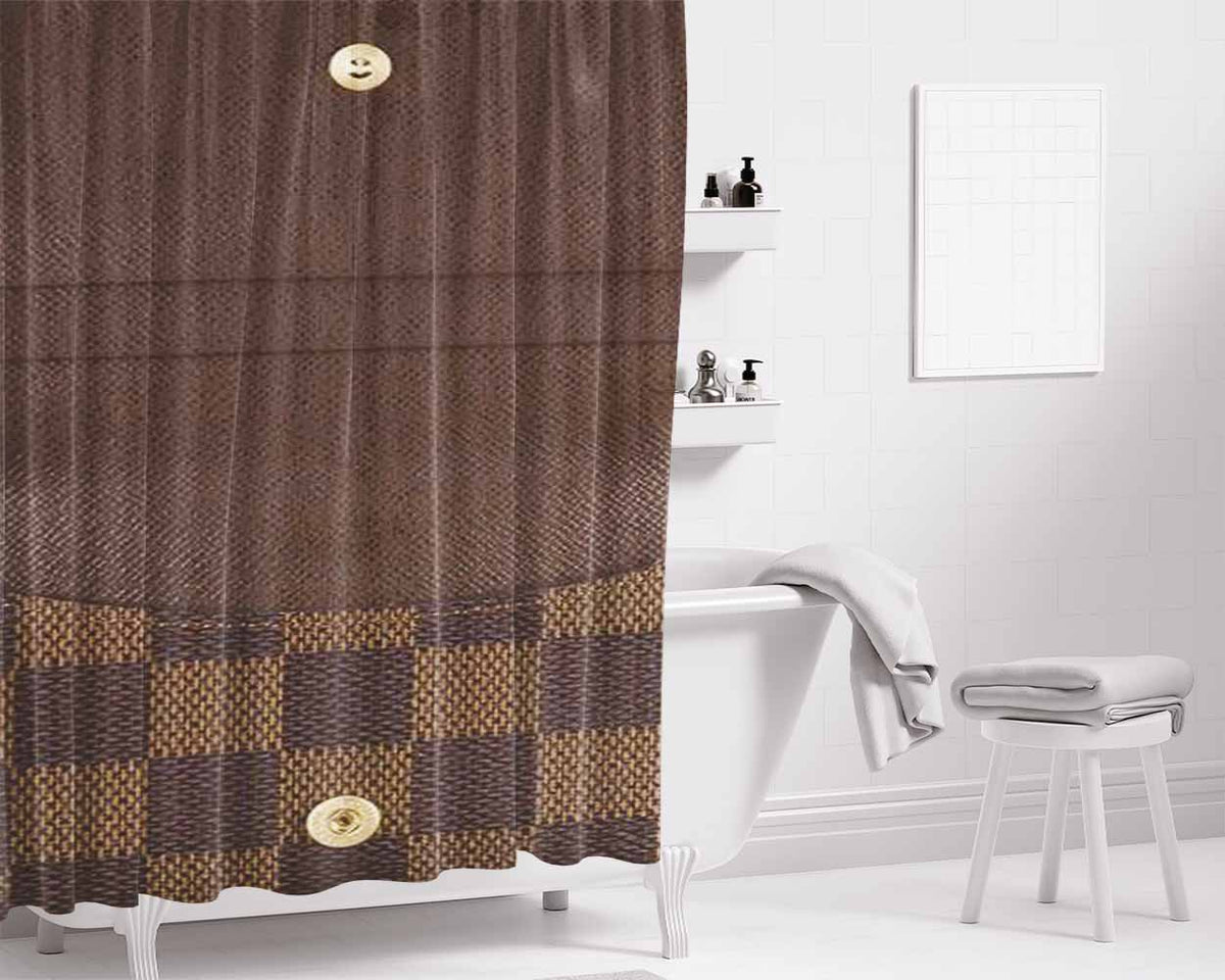 Louis Vuitton Damier Bathroom Shower Curtain Fabric Waterproof | 66 X 72 Inch