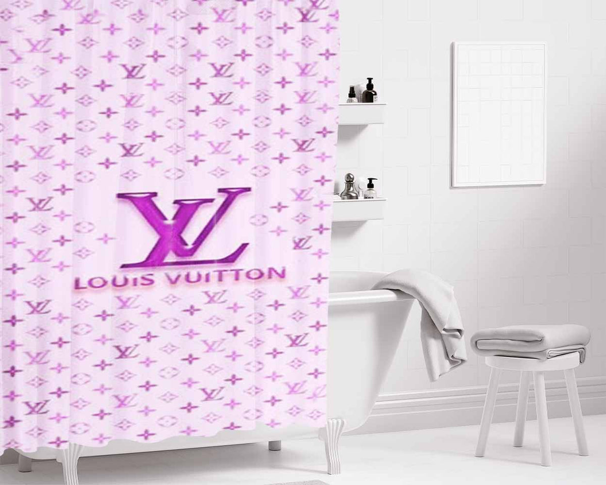 Louis Vuitton Logo Purple Bathroom Shower Curtain Fabric Waterproof | 66 X 72 Inch