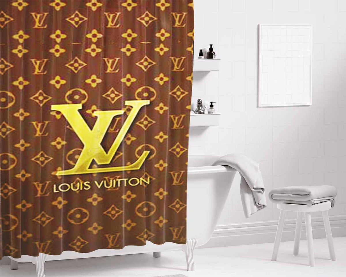 Louis Vuitton Logo Bathroom Shower Curtain Fabric Waterproof | 66 X 72 Inch