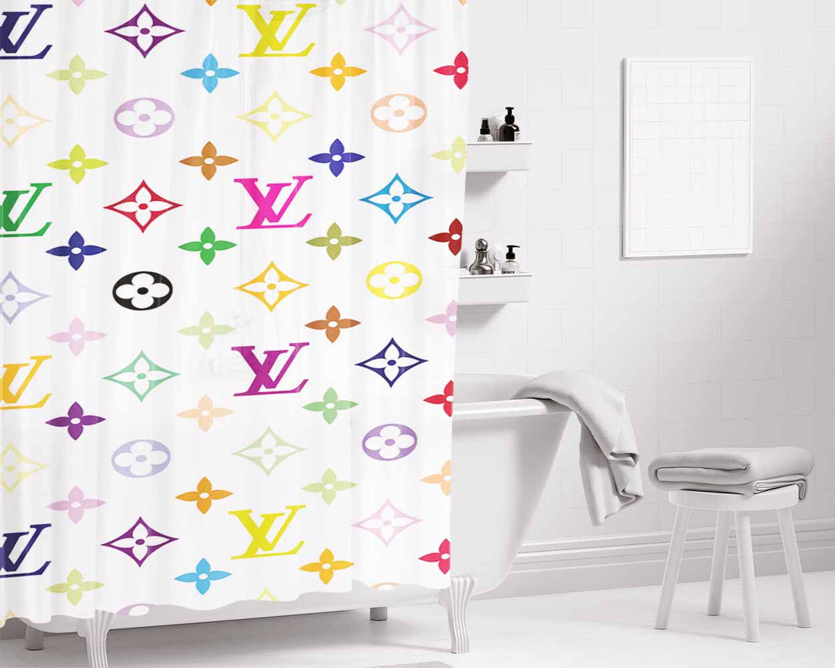 Louis Vuitton Multicolor Bathroom Shower Curtain Fabric Waterproof | 66 X 72 Inch