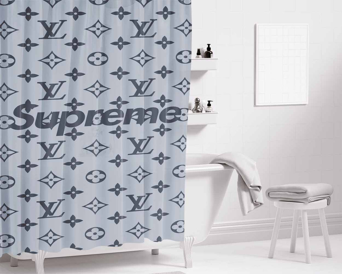 Supareme Louis Vuitton Bathroom Shower Curtain Fabric Waterproof | 66 X 72 Inch