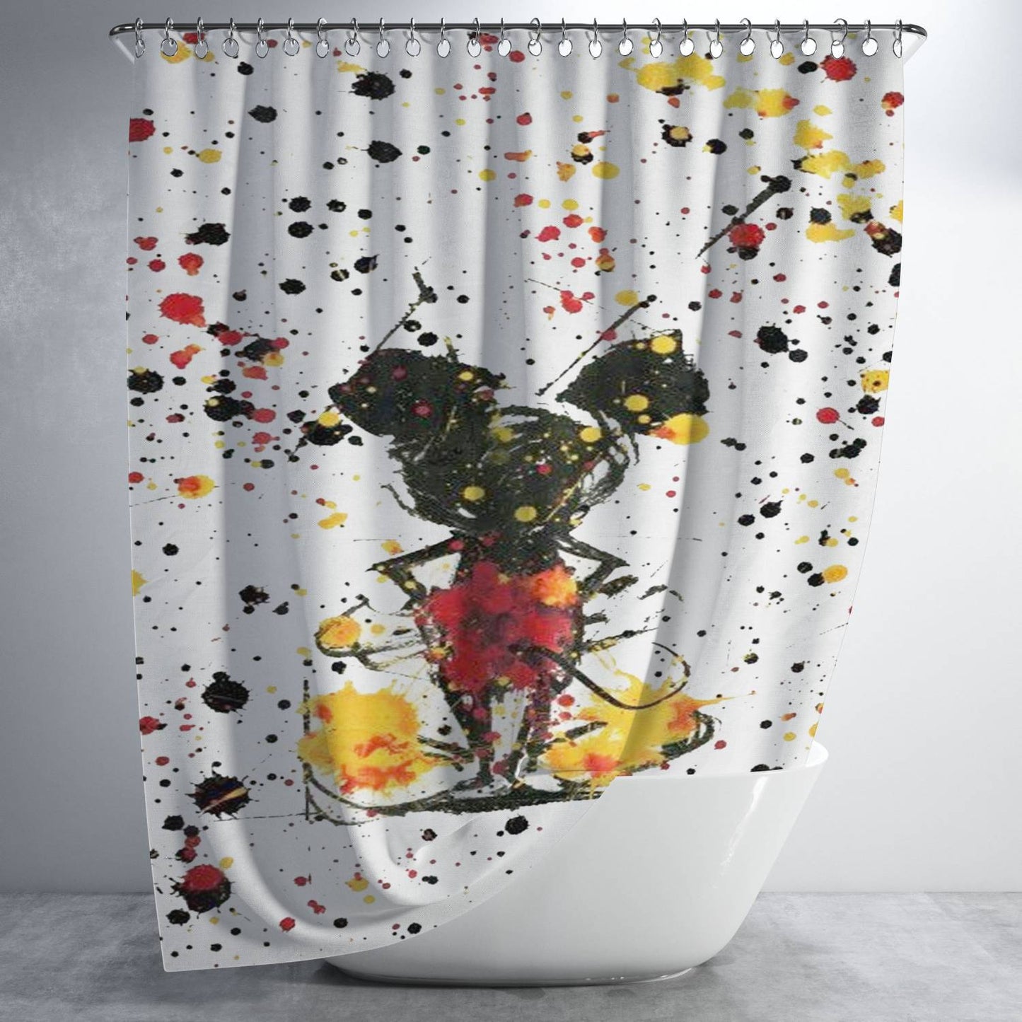 Abstract Painting Mickey Mouse Wallpaper Bathroom Shower Curtain Fabric Waterproof | 66 X 72 Inch
