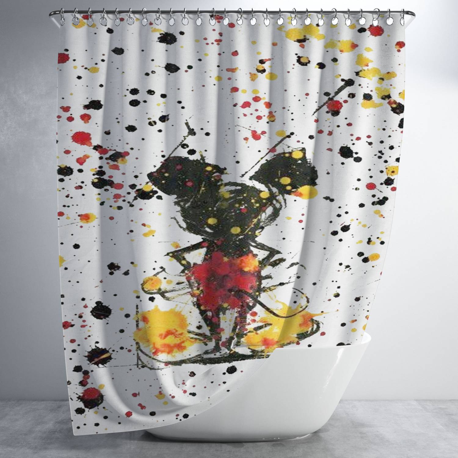Abstract Painting Mickey Mouse Wallpaper Bathroom Shower Curtain Fabric Waterproof | 66 X 72 Inch