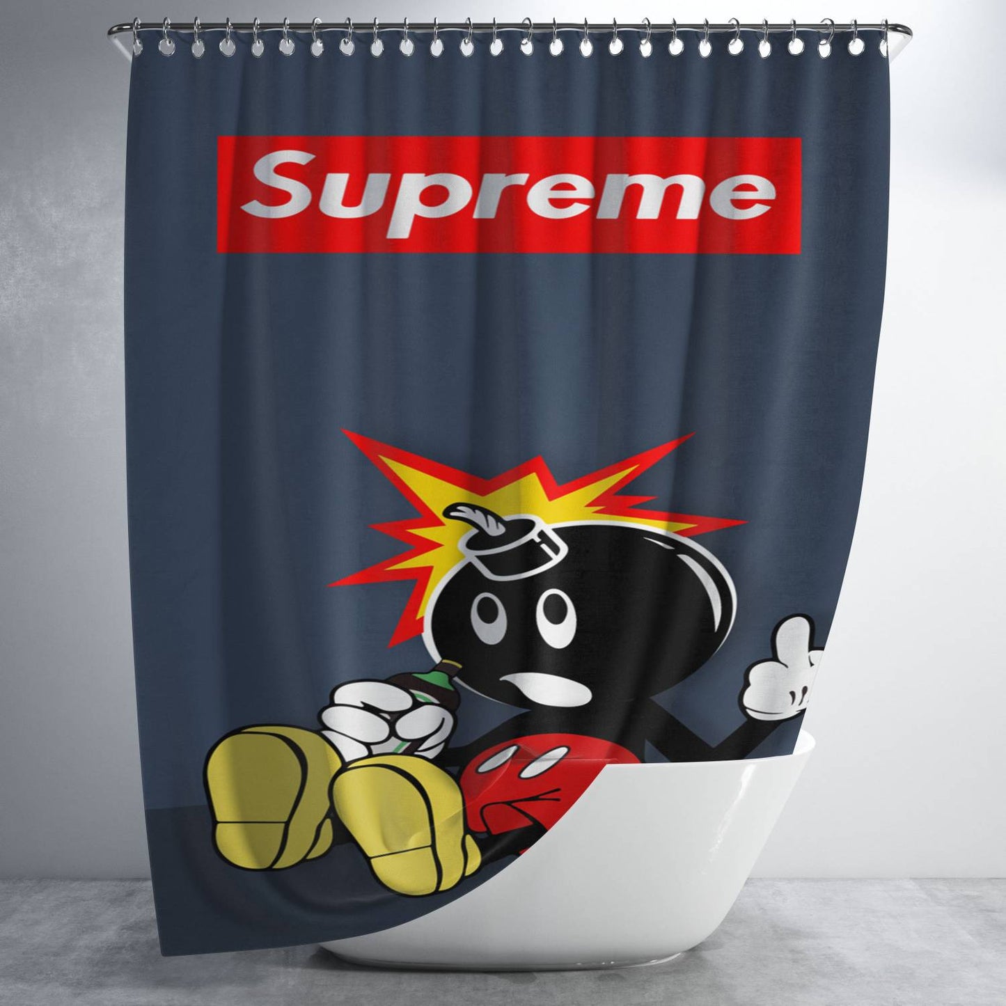 Adam Bomb The Hundreds Bomb Mickey Mouse Bathroom Shower Curtain Fabric Waterproof | 66 X 72 Inch