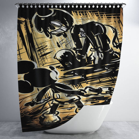 Personalized Bendy The Ink Machine Creepy Scary Mickey Mouse Shower Curtain Farmhouse Bathroom Decor