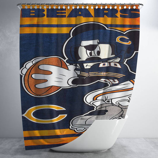 Personalized Chicago Bears Disney Mickey Mouse Shower Curtain Farmhouse Bathroom Decor