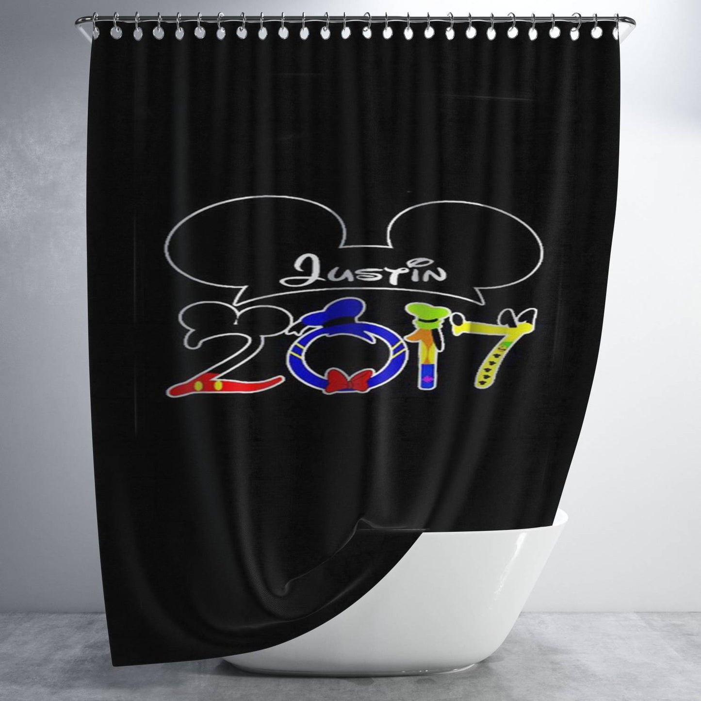 Disney Family Vacation Mickey Mouse Bathroom Shower Curtain Fabric Waterproof | 66 X 72 Inch