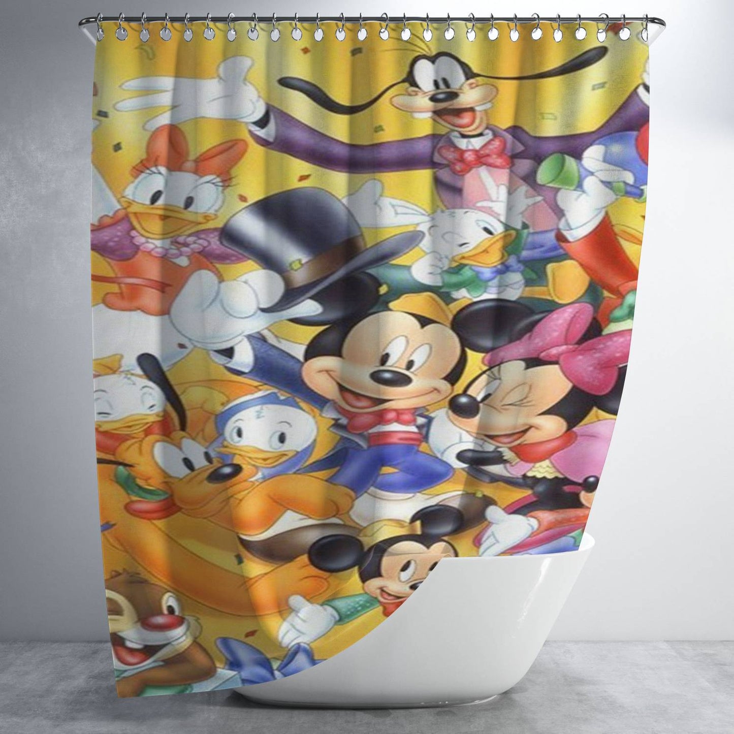 Disney Mickey Mouse And All Friends Bathroom Shower Curtain Fabric Waterproof | 66 X 72 Inch