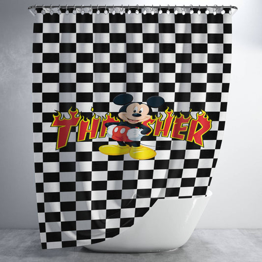 Personalized Disney Mickey Mouse Thrasher Shower Curtain Farmhouse Bathroom Decor