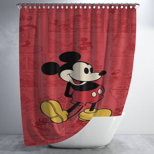 Personalized Disney Old Mickey Mouse Comic Shower Curtain Farmhouse Bathroom Decor
