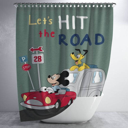 Personalized Let’S Hit The Road Mickey Camper Shower Curtain Farmhouse Bathroom Decor