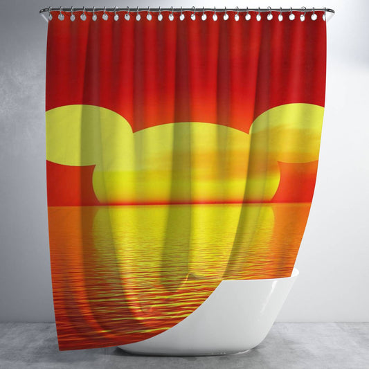 Personalized Mickey And Minnie Mouse Head Sunset Shower Curtain Farmhouse Bathroom Decor