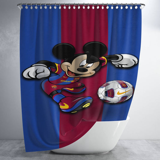 Personalized Mickey Barcelona Shower Curtain Farmhouse Bathroom Decor