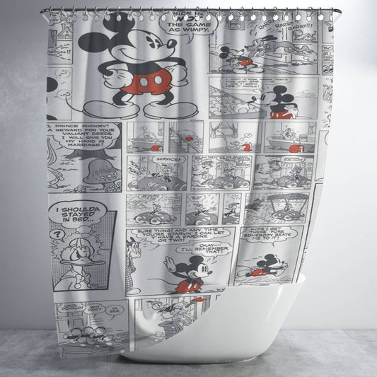 Personalized Mickey Disney Comic Shower Curtain Farmhouse Bathroom Decor