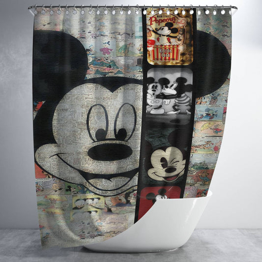 Personalized Mickey Mouse And Disney Comic Shower Curtain Farmhouse Bathroom Decor