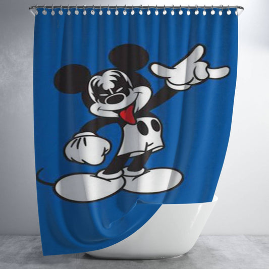 Personalized Mickey Mouse Kiss Band Shower Curtain Farmhouse Bathroom Decor