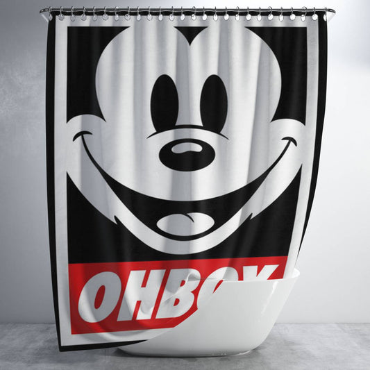 Personalized Mickey Mouse Obey Ohboy Shower Curtain Farmhouse Bathroom Decor