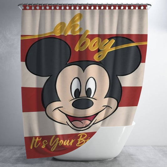 Personalized Mickey Mouse Oh Boy It’S Your Birthday Shower Curtain Farmhouse Bathroom Decor