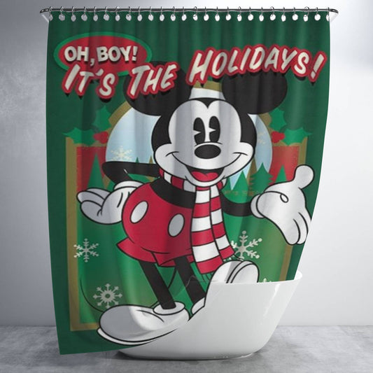 Personalized Oh Boy, It’S The Holidays Mickey Shower Curtain Farmhouse Bathroom Decor