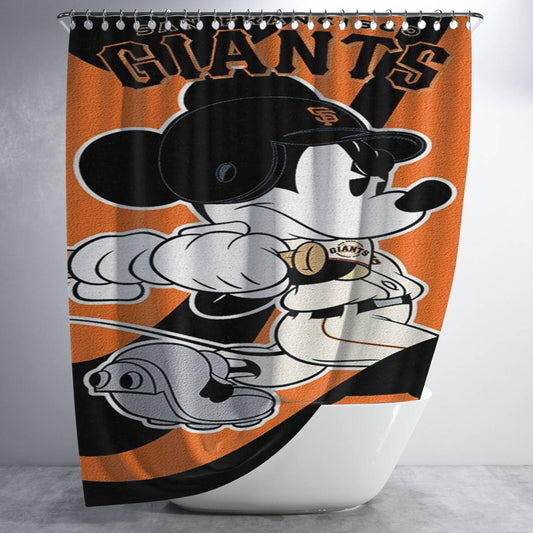 Personalized San Francisco Giants Disney Mickey Mouse Shower Curtain Farmhouse Bathroom Decor
