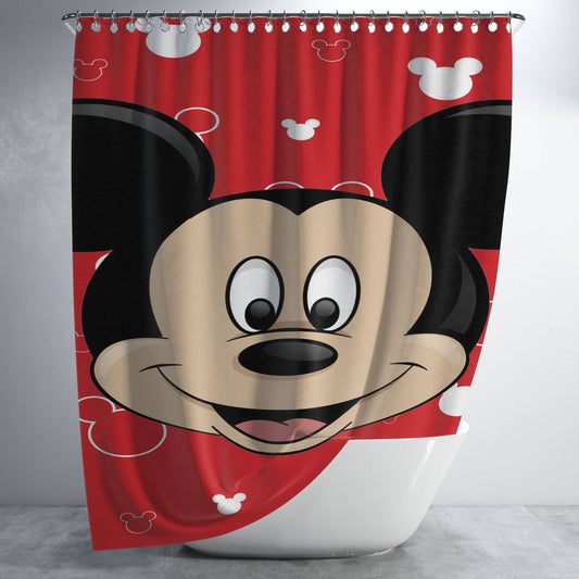 Personalized Smile Mickey Mouse Shower Curtain Farmhouse Bathroom Decor