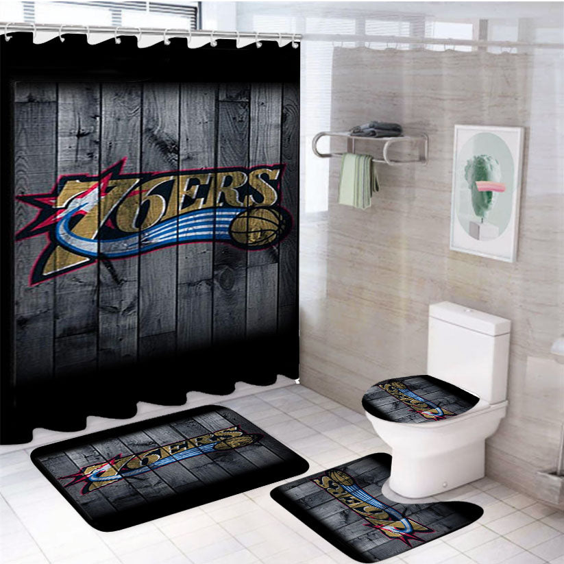 76Ers 4Pcs Bathroom Set Shower Curtain