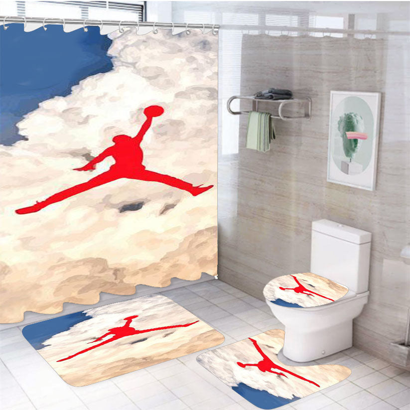 Air Jordan Logo In Sky 4Pcs Bathroom Set Shower Curtain