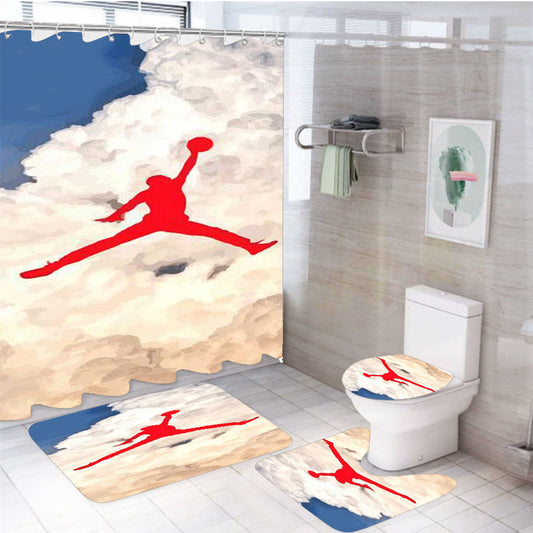 Air Jordan Logo In Sky 4Pcs Bathroom Set Shower Curtain
