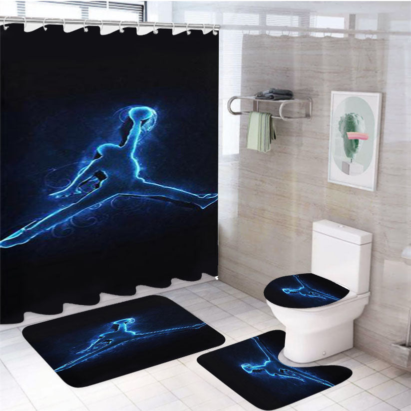 Air Jordan Logo Neon 4Pcs Bathroom Set Shower Curtain