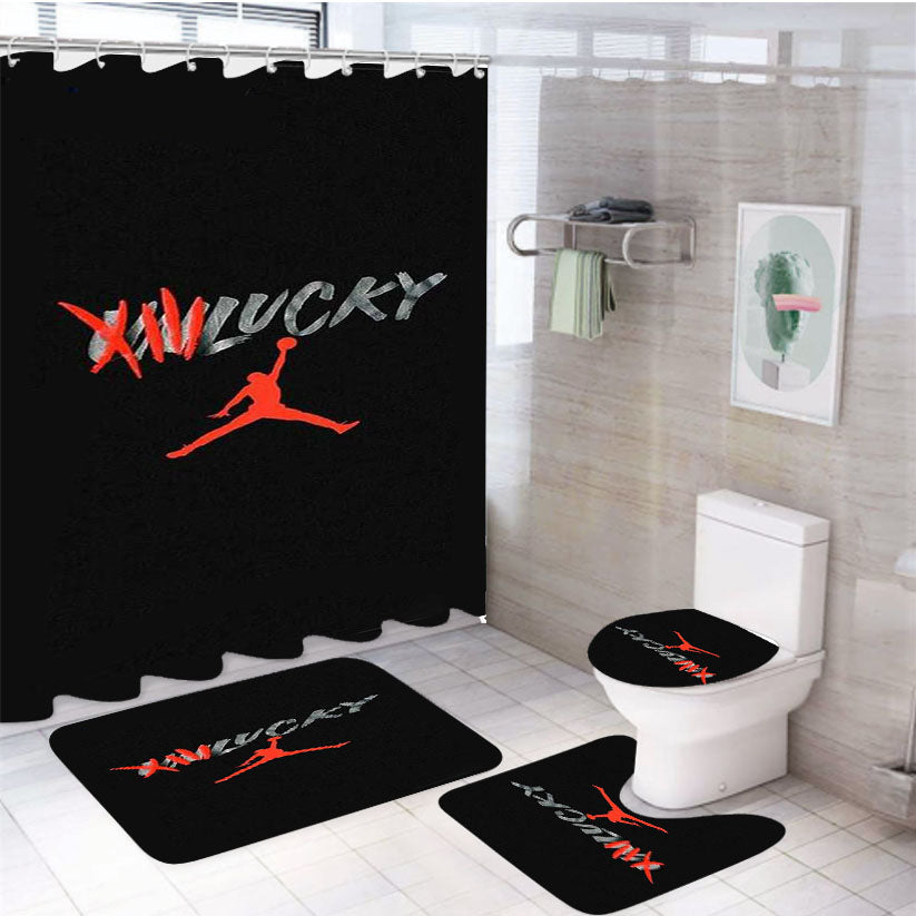 Air Jordan New Logo 4Pcs Bathroom Set Shower Curtain