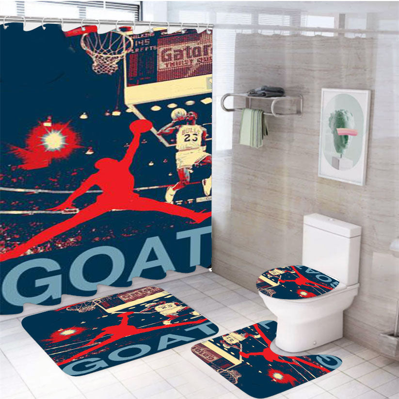Air Jordan Wallpaper 4Pcs Bathroom Set Shower Curtain
