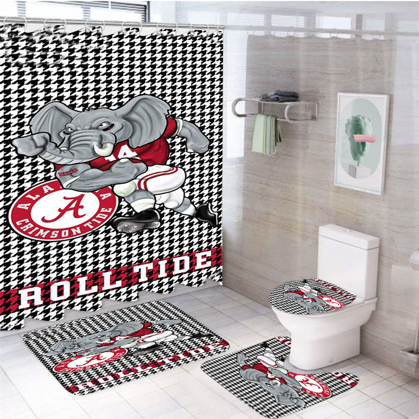 Alabama Crimson Roll Tide 2 4Pcs Bathroom Set Shower Curtain