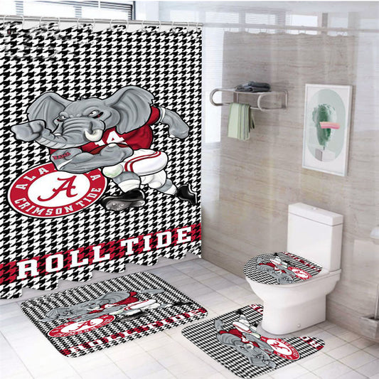 Alabama Crimson Roll Tide 2 4Pcs Bathroom Set Shower Curtain