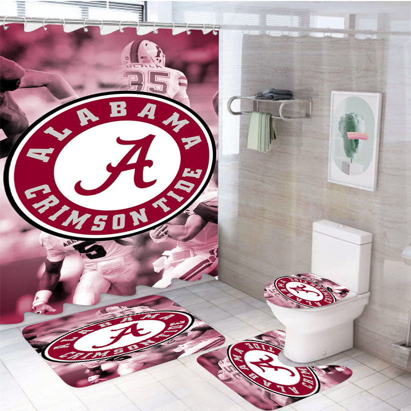 Alabama Crimson Tide 4Pcs Bathroom Set Shower Curtain