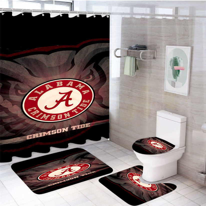 Alabama Crimson Tide 6 4Pcs Bathroom Set Shower Curtain