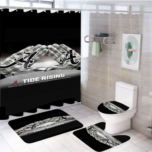 Alabama Crimson Tide Gloves Rising 4Pcs Bathroom Set Shower Curtain