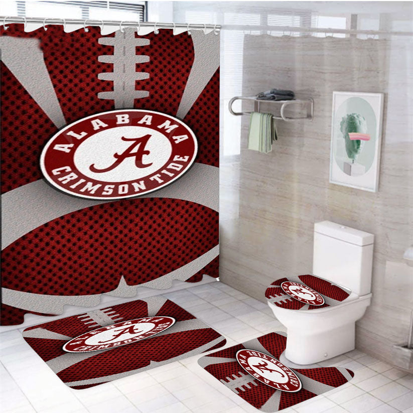 Alabama Crimson Tide Nfl Football 4Pcs Bathroom Set Shower Curtain