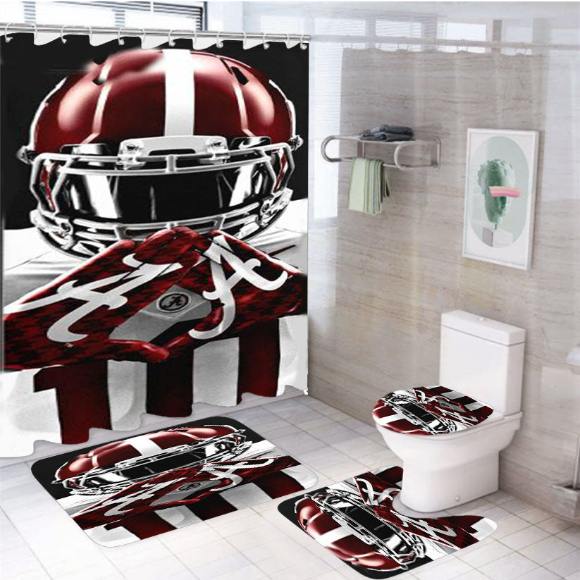 Alabama Crimson Tide Symbol 4Pcs Bathroom Set Shower Curtain
