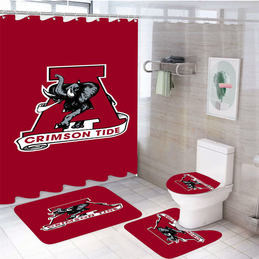 Alabama Crimson Tide Wallpaper 4Pcs Bathroom Set Shower Curtain