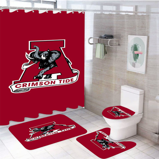 Alabama Crimson Tide Wallpaper 4Pcs Bathroom Set Shower Curtain