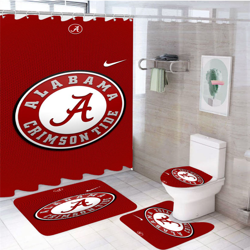 Alabama Logo Ribbon 4Pcs Bathroom Set Shower Curtain