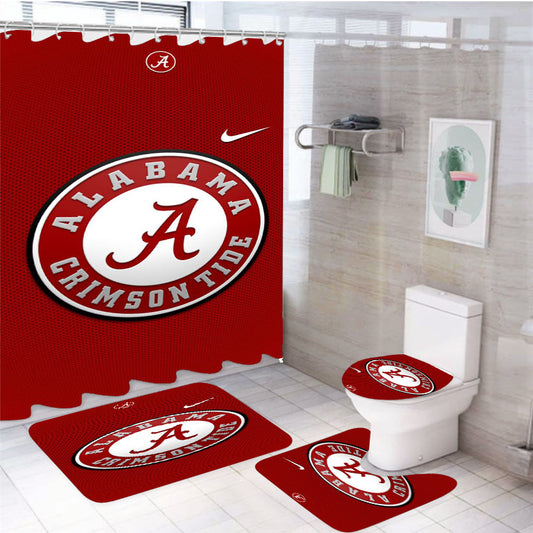 Alabama Logo Ribbon 4Pcs Bathroom Set Shower Curtain