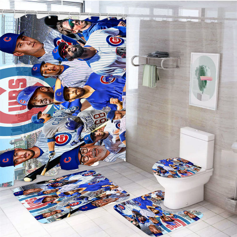 All Players Chicago Cubs 4Pcs Bathroom Set Shower Curtain