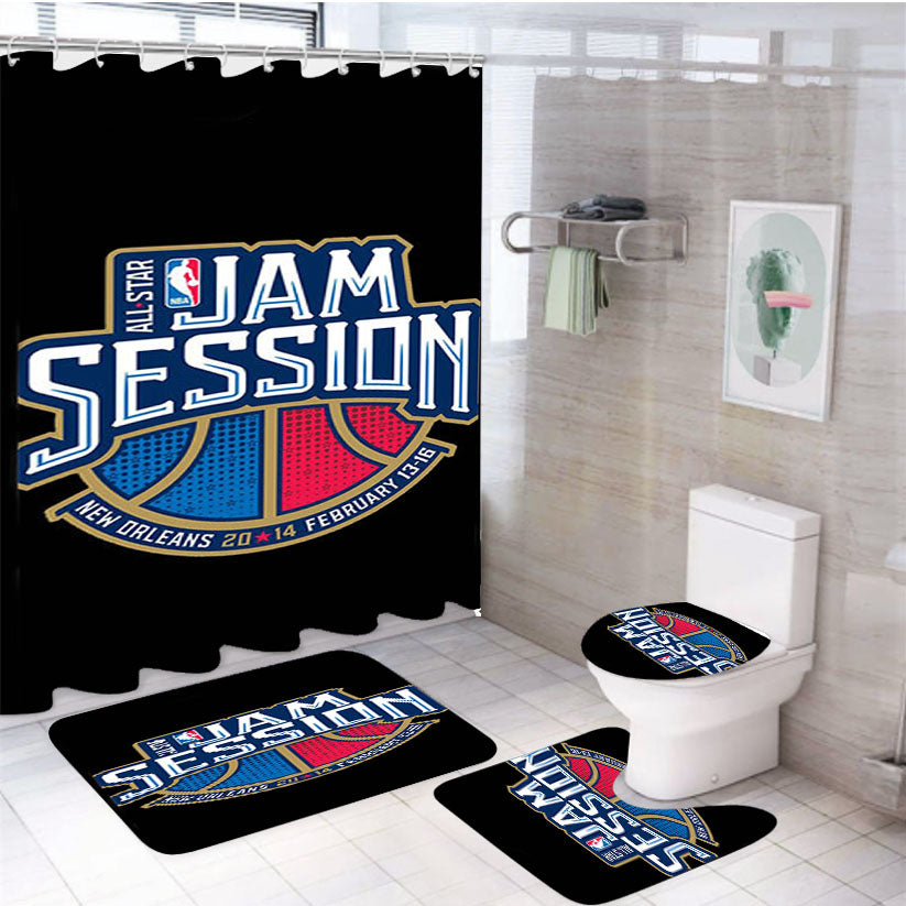 All Star Jam Session Black 4Pcs Bathroom Set Shower Curtain